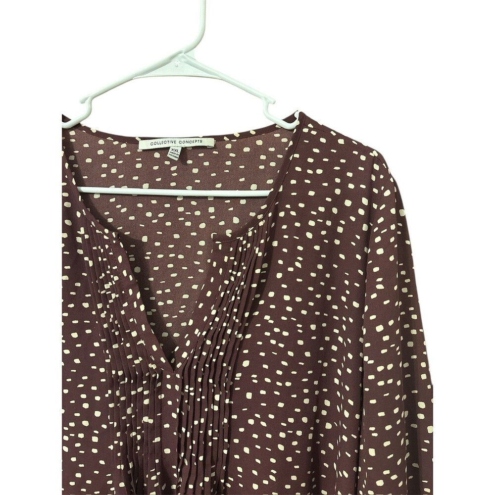 Collective Concepts Rosetto Pleat Front Burgundy  Blouse Size XXL - Picture 4 of 4